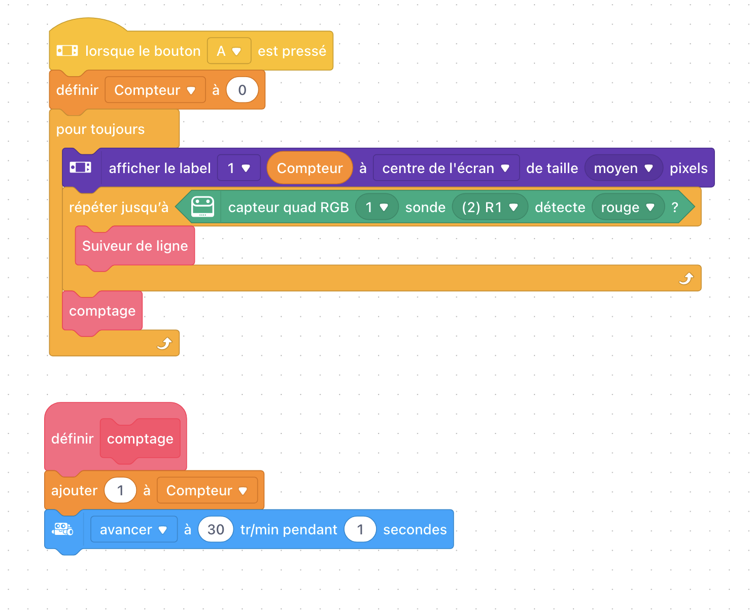 Programme mBlock — Exercice 2