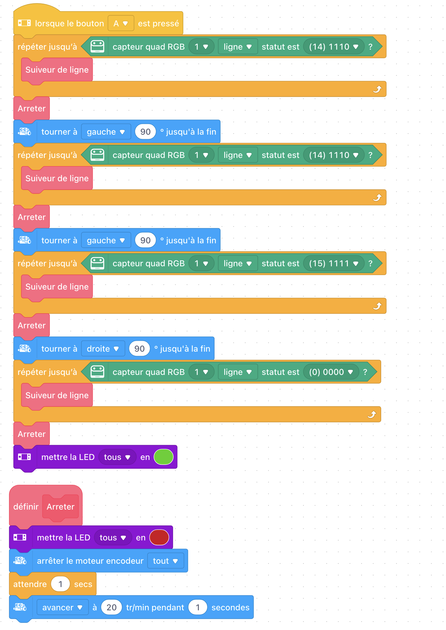 Programme mBlock — Exercice 3